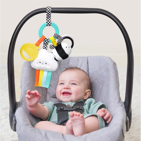 0 Itzy Ritzy Teething Activity Toy - Bitzy Busy Ring Infant Teething Toy Features Braided Ring & Dangling Toys