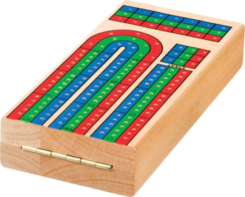 Toysmith 3-Track Cribbage Board - Handcrafted Travel Board for 2-3 Players