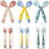 Toddler Utensils Baby Spoons and Forks Set with Case, Bendable Self Feeding Training Flatware for Kids - Green, Pink,