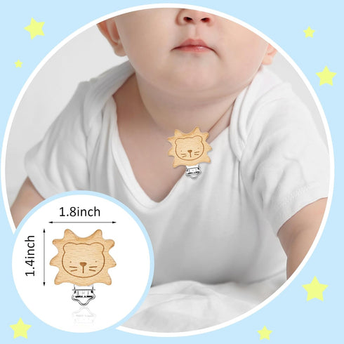 10 Boao Pcs Wood Pacifier Clips Toy Suspender Clips Charm DIY Pacifier Holder for Baby Toddler Teething Grasping