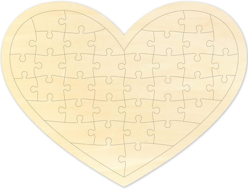 Blank Heart Shape Puzzle with 40 Pieces, Wooden Jigsaw Puzzle for Crafts & DIY, Custom Puzzle 11.2 x 8.4 Inches