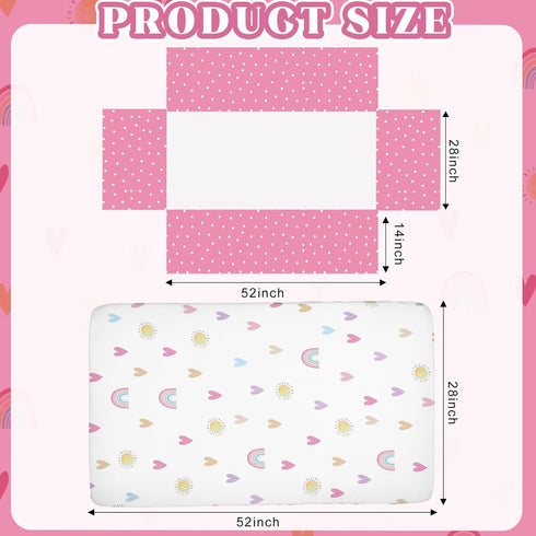 Hahafelt 3 Set Set Piece Rainbow Boho Crib Bedding for Girls Inspirational Quote Pink Baby Crib Bedding Standard Size