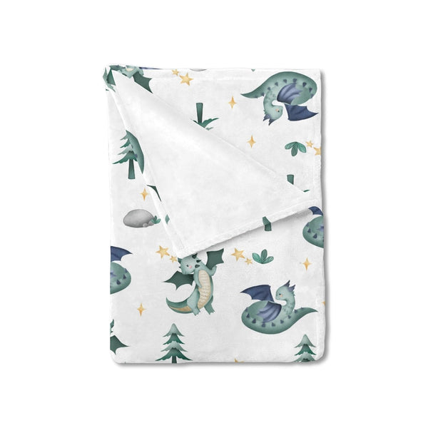 Cartoon Fairy Tale Dragon Baby Blanket, Watercolor Dragons Flannel Swaddle Blanket for Boy Girl (Green 30x40)