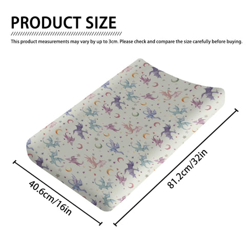 KuphiL10C Girls-16x32 Watercolor Colorful Dragon Moon Stars Baby Changing Pad Cover,Unisex Dragon Nursery Diaper