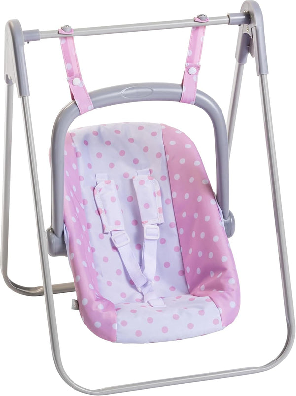 JC Toys - for Keeps Playtime 2 in 1 Baby Doll Swing and Portable Carrier for Dolls up to 18"