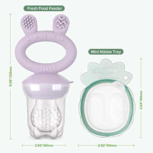 4 Haakaa Baby Fruit Food Feeder & Mini Freezer Nibble Tray Combo, Breastmilk Popsicle Molds for Baby Cooling Relief