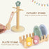 20 Playset 3 PCS Kitchen with Wooden Toy Plates and Dishes, Montessori Kitchen Toys for Girls and Boys, Wooden Play