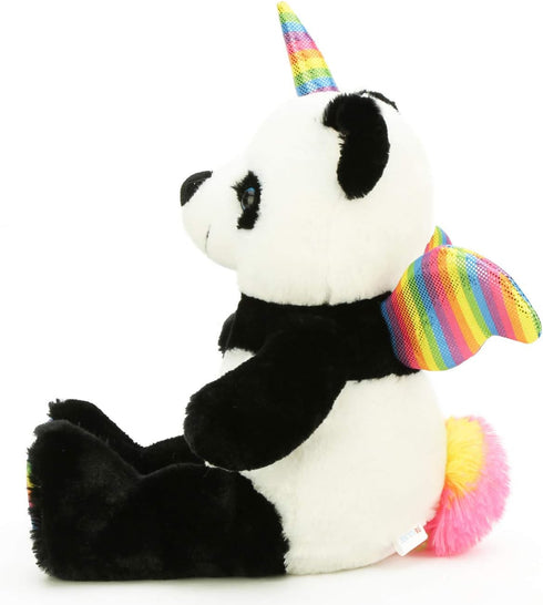 Pandacorn Cute Panda Bear Stuffed Animal - Plush Unicorn Teddy Toy with Rainbow Wings for Kids