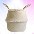 NUOBESTY Natural Round Seagrass Belly Basket with Handles for Storage, Nursery, Laundry, Picnic, and Toy Storage
