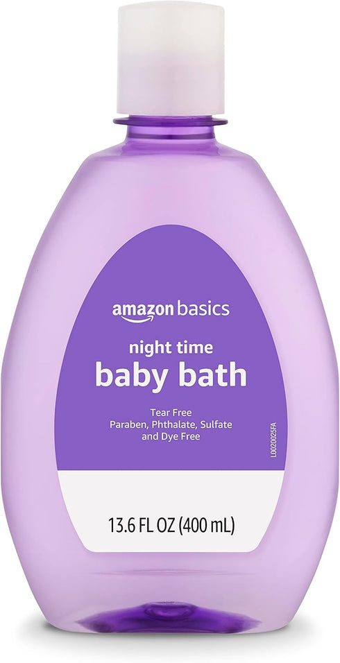Amazon Basics Hypoallergenic Tear-Free Night-Time Baby Calming Bath, 13.6 Fl Oz (Pack of 4), (Previously Solimo)