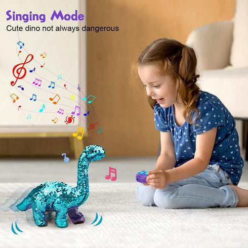 2 2-7 Koonie Dinosaur Toys for Girls, Year Old Girl Toys, Purple Dinosaur Remote Control Reversible Sequins Dinosaur