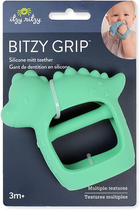 Itzy Ritzy 3 Bitzy Grip Hand Teether - Silicone Teether for Babies - Developmental Teething Toy with Easy-to-Hold Hand