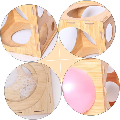 Toyvian Box Balloon Hole Sizer, Collapsible Measuring Tool for DIY Balloon Sizes, Wooden Foldable Measurer