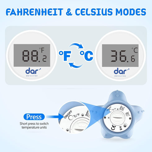 Bath Thermometer for Baby Safety, Floating Toy with Backlight Display for Infant Bathtub, Starfish
