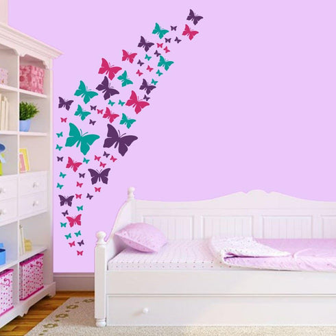 Jeyfel Butterfly Wall Decals - Purple, Pink & Turquoise Set for DIY Decoration, Nursery Room Decor