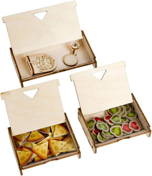 The Broken Token Mice and Mystics Compatible Game Organizer - Wood Storage Box with Multiple Trays and Boxes