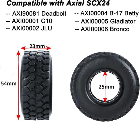 4pcs Micro Rubber Crawler Tires 1.0" for SCX24 Gladiator Bronco C10 JLU Deadbolt B17 Axial 1/24 RC Crawler