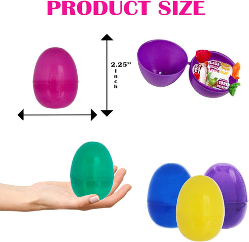 2.3" Inch (12-Pack) 2.3" (12-Pack) The Dreidel Company Fillable Easter Eggs with Hinge Bulk Colorful Bright Plastic