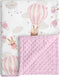 Minky Baby Blanket Pink Cute Bunny Blanket, Soft Cozy Nursery Blanket for