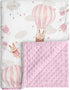 Minky Baby Blanket Pink Cute Bunny Blanket, Soft Cozy Nursery Blanket for