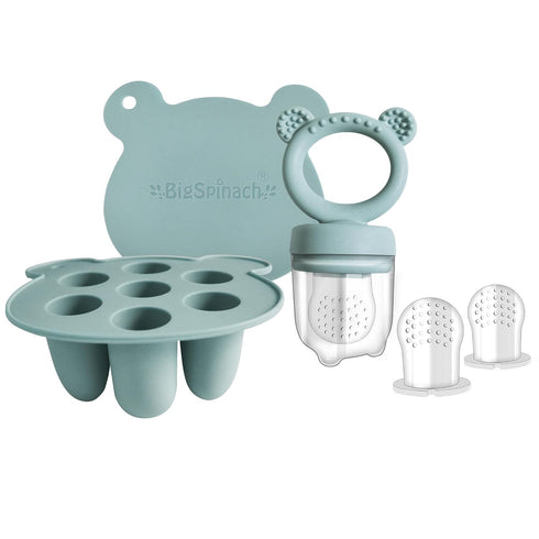 BigSpinach Silicone Baby Food Freezer Tray with Teething Popsicle Molds - Baby