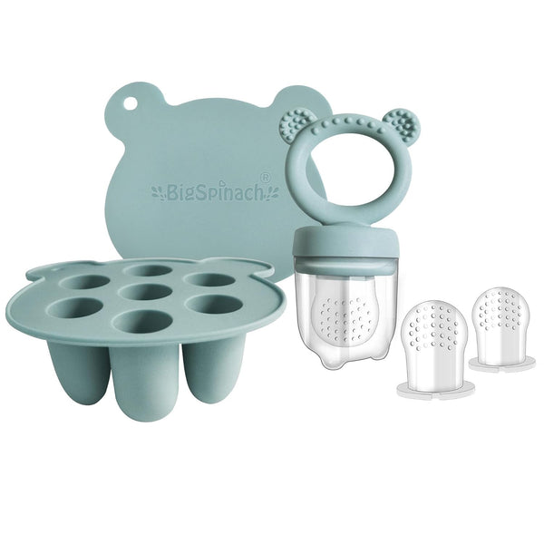 BigSpinach Silicone Baby Food Freezer Tray with Teething Popsicle Molds - Baby