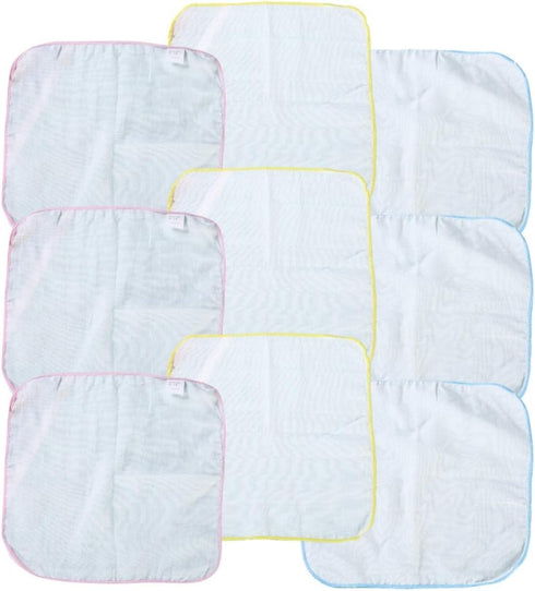 COMPUKAS 9pcs 30x30cm Burp Towels Cotton Small Square Kerchiefs High Density Water Absorption Soft Saliva Wipers
