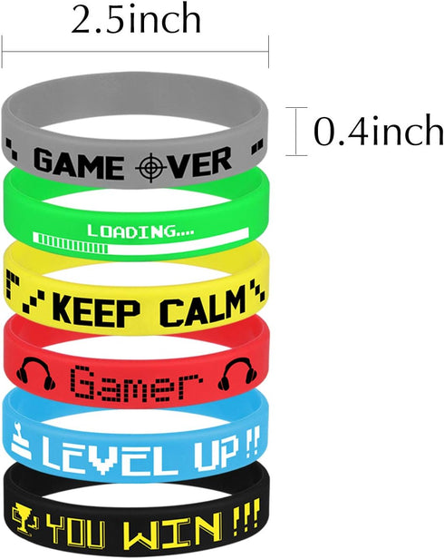 TUPARKA 36 Pcs Video Game Silicone Wristbands for Birthday Party Baby Shower Party Favors, 6 Styles