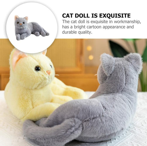 Toddmomy Plush Stuffed Cat Doll Toy, Adorable Grey Cat Stuffed Animal, Cartoon Cat Doll for Kids Home Decor and Sofa
