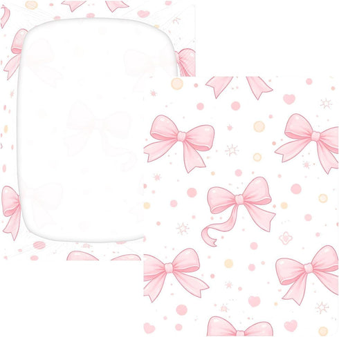 CZXW 52" 28" Pink Bows Polka Dots Crib Sheets Fitted x Natural Cotton Soft & Breathable for Baby Crib Mattress