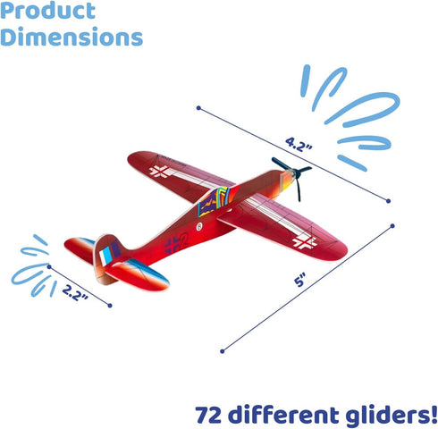 Pack 72 Pack Neliblu Bulk of Carnival Prizes and Foam Airplanes for Kids - Party Individually Wrapped Flying Paper