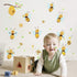 Yellow Bee Wall Stickers, Flower Beehive Branch Wall Decals Art Decor for Kids Bedroom Nursery Playroom