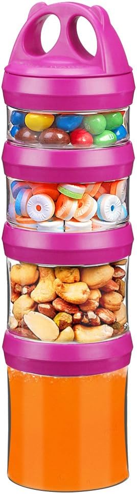 BeneLabel Stackable Food Storage Containers - Travel Container for Formula, Snacks, BPA Free (Red, 31oz)