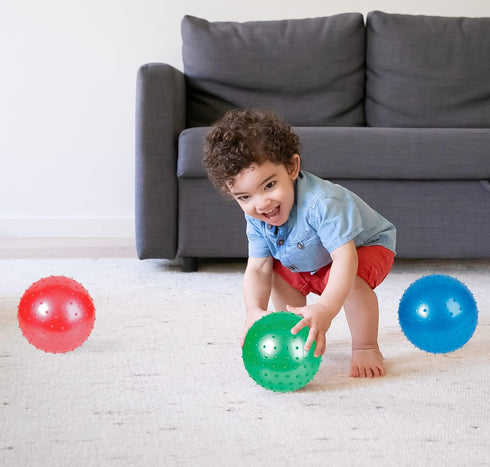 Bedwina Knobby Balls, Pack of 6, 7 Inch Sensory and Spiky Massage Stress Balls for Toddlers