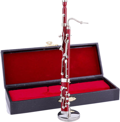 Dselvgvu Miniature Bassoon with Stand and Case Mini Musical Instrument Bassoon Replica Collectible