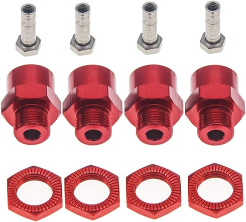 12mm to 17mm Wheel Hex Hub Adapter Extension for 1/10 RC Car, Upgrade 1/8 Tires, Red