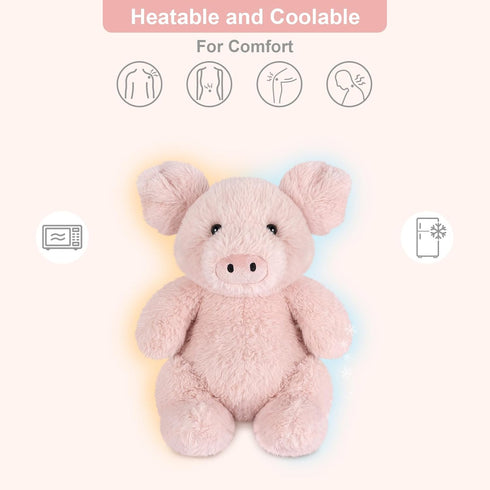 SuzziPals Heatable & Coolable Pig Stuffed Animal, Microwavable Heating Pad for Soothing Warmth & Relaxation, Lavender