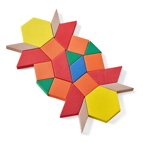 hand2mind Foam Pattern Blocks, Set of 100 Geometric Shapes for Kids, Sorting Math Manipulatives