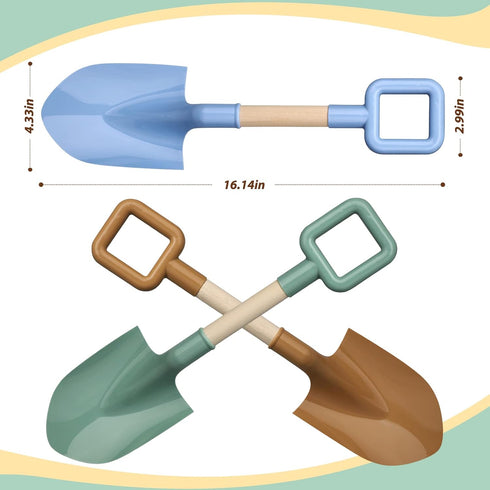 16" 3 Pack Wood Kids Garden Tool Shovels Toys, Avocado Beach Spades Sand Shovels Toys for Adults Gardening Tools Kit
