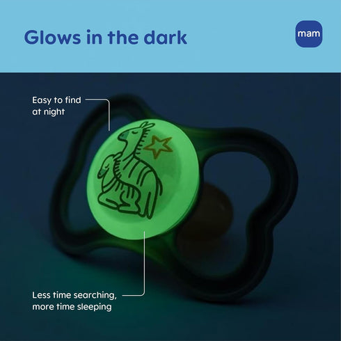 16+ 4 Count, MAM Air Pacifier for Babies Months, Extra Air Flow for Sensitive Skin, Glows in The Dark, Developed