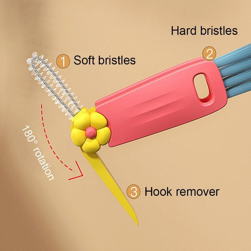 generic 3 1 Set Lid,180 in Cup Lid Cleaning Brush for Narrow Gaps,Multifunctional Crevice Cleaner for Baby Bottle