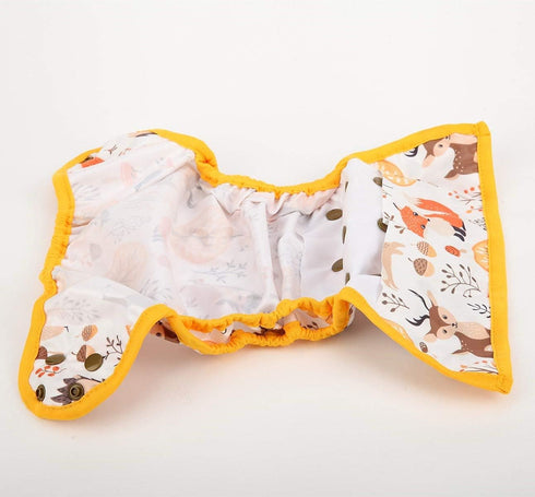Gusset One Size Cloth Diaper Cover Snap With Double (Fox Forest)
