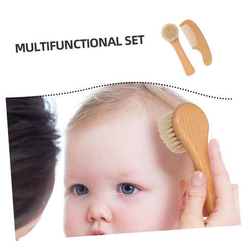 Set FOMIYES Gentle Bath Brush Soft Scalp Care Grooming Kit for Newborns Natural Wool Massage Brush Boy Girl Hair Comb