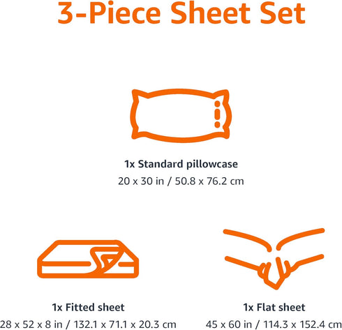 3-Piece Set, Amazon Basics Kid's Soft Easy-Wash Lightweight Microfiber Sheet Toddler, Multi Colour, Butterflies