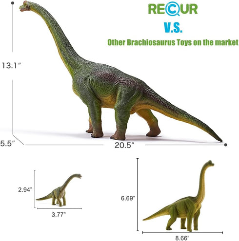20.5 3 RECUR Jumbo Brachiosaurus Toys Large Jurassic Toys Dinosaur Figure Toy Safe Odorless Hand-Painted Figurines