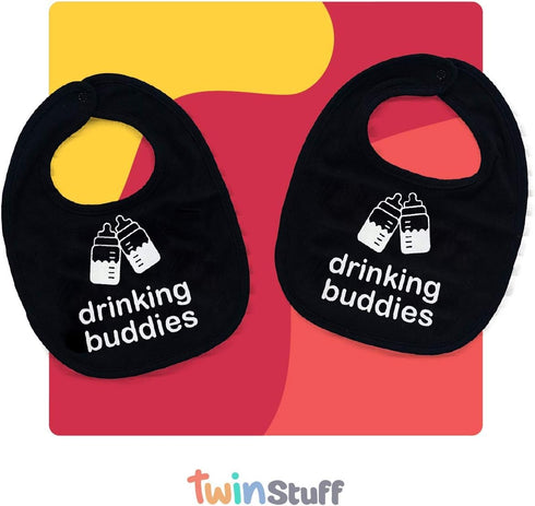 Drinking Buddies Bibs - Twins Baby Bibs For Boys and Girls