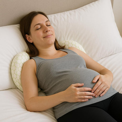 Olive Moon Maternity Pregnancy Back Support Pillow | Breathable Coton Cushion for Prenatal & Postpartum Comfort |