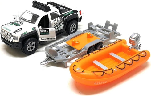 Metanyl 2 1 Playset 1/36 Set Pickup Truck Trailer Towing Speed Boat in Diecast Model Car Metal Pull Back Toy Cars SUV
