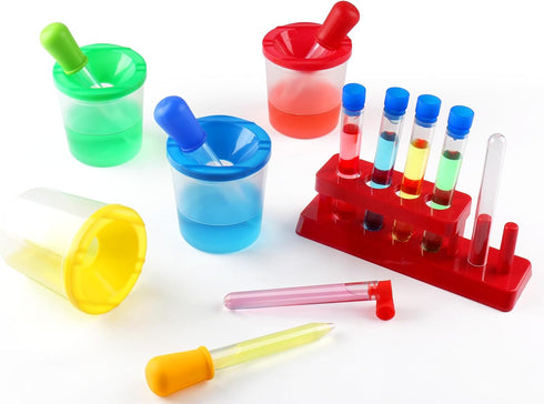 Color Science Test Tubes, Plastic Lab Tubes with Caps for Kids Science Experiments Ages 4-8