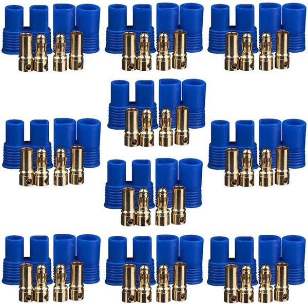 10 Sets EC3 Battery Connector Male Female Plug Adapter, RC Gold-Plated 3.5MM Bullet Banana Connector for RC ESC Motor